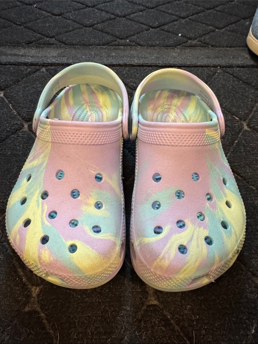 CROCS Kids Tie-Dye Clog - Pastel Pink, Yellow & Blue
